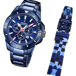 Festina Herrenuhr Edelstahl blau Festina Chrono Bike Armbanduhr UF20643/1