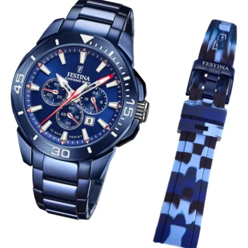 Festina Herrenuhr Edelstahl blau Festina Chrono Bike Armbanduhr UF20643/1