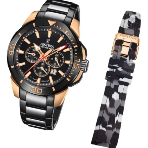 Festina Herrenuhr Edelstahl schwarz Festina Chrono Bike Armbanduhr UF20645/1