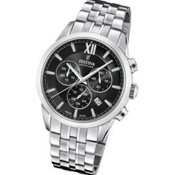 Festina Herrenuhr Edelstahl silber Festina Swiss made Armbanduhr UF20040/4