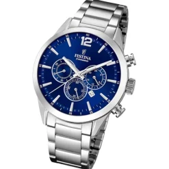 Festina Herrenuhr Edelstahl silber Timeless Chronograph Armbanduhr UF20343/7