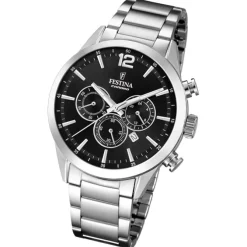 Festina Herrenuhr Edelstahl silber Timeless Chronograph Armbanduhr UF20343/8