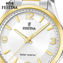 Festina Herrenuhr Edelstahl silber gold Festina Solar Energy Solaruhr UF20657/1