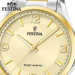 Festina Herrenuhr Edelstahl silber gold Festina Solar Energy Solaruhr UF20657/2