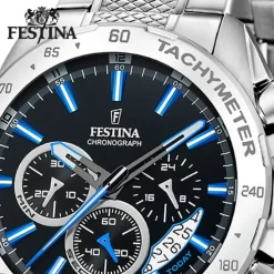 Festina Herrenuhr Edelstahl silber Timeless Chronograph Armbanduhr UF20668/6