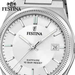 Festina Herrenuhr Edelstahl silber Festina Swiss made Armbanduhr UF20034/1