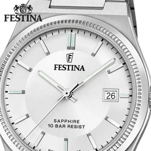 Festina Herrenuhr Edelstahl silber Festina Swiss made Armbanduhr UF20034/1