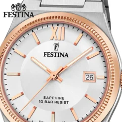 Festina Herrenuhr Edelstahl silber Festina Swiss made Armbanduhr UF20036/1