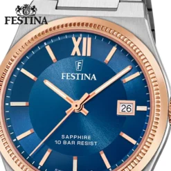 Festina Herrenuhr Edelstahl silber Festina Swiss made Armbanduhr UF20036/2