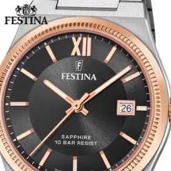 Festina Herrenuhr Edelstahl silber Festina Swiss made Armbanduhr UF20036/3