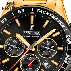 Festina Herrenuhr Edelstahl gold Timeless Chronograph Armbanduhr UF20634/5