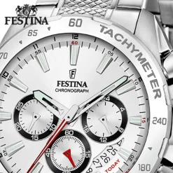 Festina Herrenuhr Edelstahl silber Timeless Chronograph Armbanduhr UF20668/1