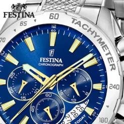 Festina Herrenuhr Edelstahl silber Timeless Chronograph Armbanduhr UF20668/2