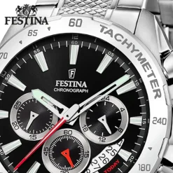 Festina Herrenuhr Edelstahl silber Timeless Chronograph Armbanduhr UF20668/4