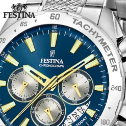 Festina Herrenuhr Edelstahl silber Timeless Chronograph Armbanduhr UF20668/5