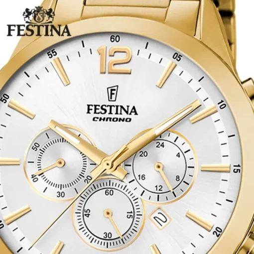 Festina Herrenuhr Edelstahl gold Timeless Chronograph Armbanduhr UF20633/1