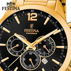 Festina Herrenuhr Edelstahl gold Timeless Chronograph Armbanduhr UF20633/3