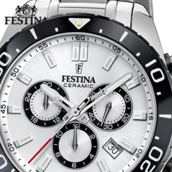 Festina Herrenuhr Edelstahl silber Festina Swiss made Armbanduhr UF20042/1