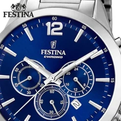 Festina Herrenuhr Edelstahl silber Timeless Chronograph Armbanduhr UF20343/7