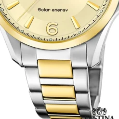Festina Herrenuhr Edelstahl silber gold Festina Solar Energy Solaruhr UF20657/2