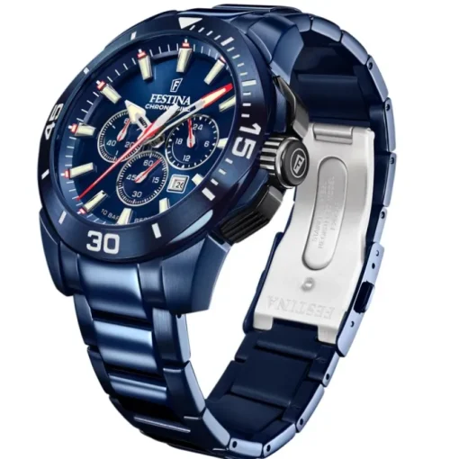 Festina Herrenuhr Edelstahl blau Festina Chrono Bike Armbanduhr UF20643/1