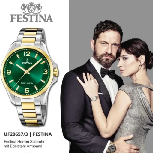 Festina Herrenuhr Edelstahl silber gold Festina Solar Energy Solaruhr UF20657/3