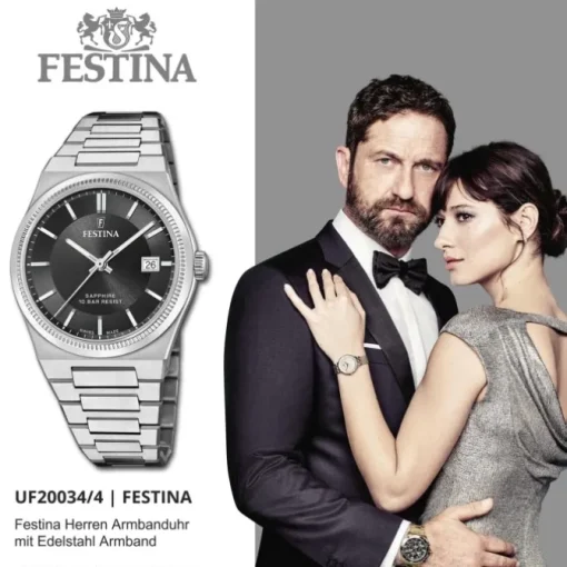 Festina Herrenuhr Edelstahl silber Festina Swiss made Armbanduhr UF20034/4
