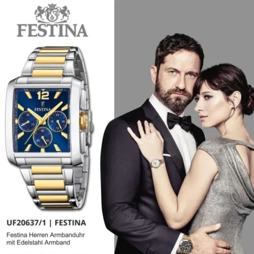 Festina Herrenuhr Edelstahl silber gold Chronograph Armbanduhr UF20637/1