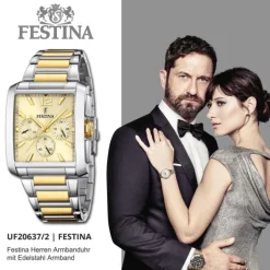 Festina Herrenuhr Edelstahl silber gold Chronograph Armbanduhr UF20637/2