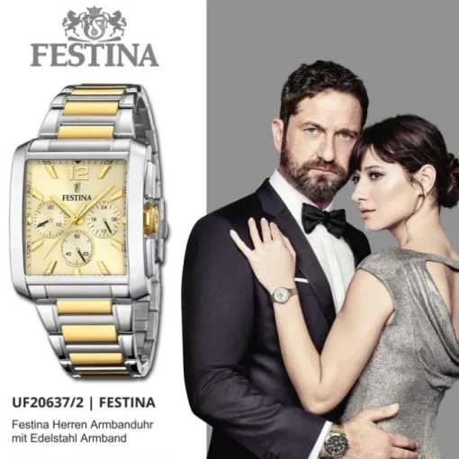 Festina Herrenuhr Edelstahl silber gold Chronograph Armbanduhr UF20637/2
