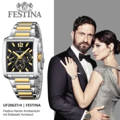 Festina Herrenuhr Edelstahl silber gold Chronograph Armbanduhr UF20637/4