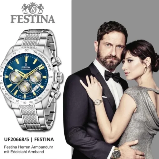 Festina Herrenuhr Edelstahl silber Timeless Chronograph Armbanduhr UF20668/5