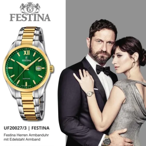 Festina Herrenuhr Edelstahl silber gold Festina Swiss made Armbanduhr UF20027/3