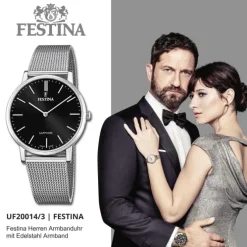 Festina Herrenuhr Edelstahl silber Festina Swiss Made Armbanduhr UF20014/3