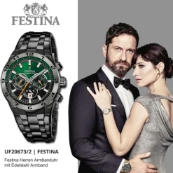 Festina Herrenuhr Edelstahl schwarz Festina Chrono Bike Armbanduhr UF20673/2