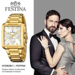 Festina Herrenuhr Edelstahl gold Timeless Chronograph Armbanduhr UF20638/1