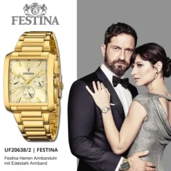 Festina Herrenuhr Edelstahl gold Timeless Chronograph Armbanduhr UF20638/2