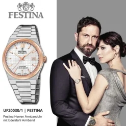 Festina Herrenuhr Edelstahl silber Festina Swiss made Armbanduhr UF20030/1