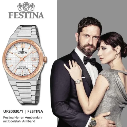 Festina Herrenuhr Edelstahl silber Festina Swiss made Armbanduhr UF20030/1