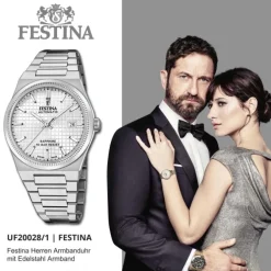Festina Herrenuhr Edelstahl silber Festina Swiss made Armbanduhr UF20028/1
