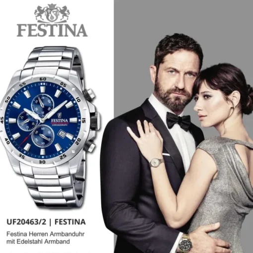 Festina Herrenuhr Edelstahl silber Festina Chronograph Armbanduhr UF20463/2