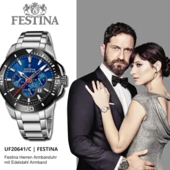 Festina Herrenuhr Edelstahl silber Festina Chrono bike Armbanduhr UF20641/C