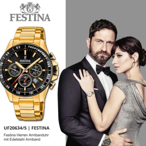 Festina Herrenuhr Edelstahl gold Timeless Chronograph Armbanduhr UF20634/5
