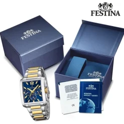 Festina Herrenuhr Edelstahl silber gold Chronograph Armbanduhr UF20637/1