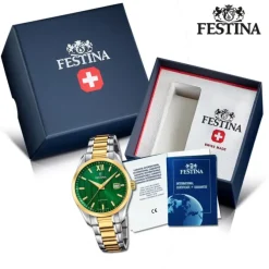 Festina Herrenuhr Edelstahl silber gold Festina Swiss made Armbanduhr UF20027/3