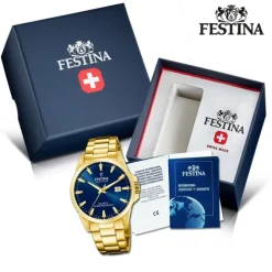 Festina Herrenuhr Edelstahl gold Festina Swiss made Armbanduhr UF20044/3