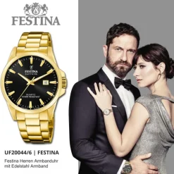 Festina Herrenuhr Edelstahl gold Festina Swiss made Armbanduhr UF20044/6