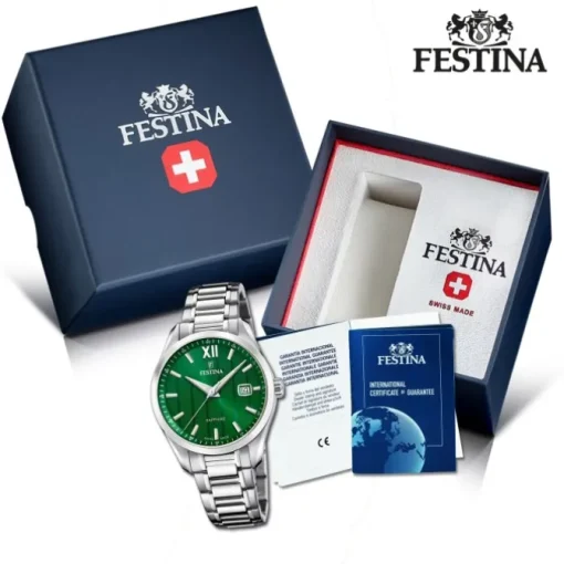 Festina Herrenuhr Edelstahl silber Festina Swiss made Armbanduhr UF20026/3