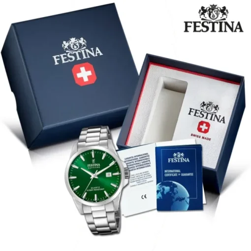 Festina Herrenuhr Edelstahl silber Festina Swiss made Armbanduhr UF20024/6