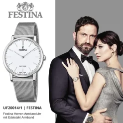 Festina Herrenuhr Edelstahl silber Festina Swiss Made Armbanduhr UF20014/1
